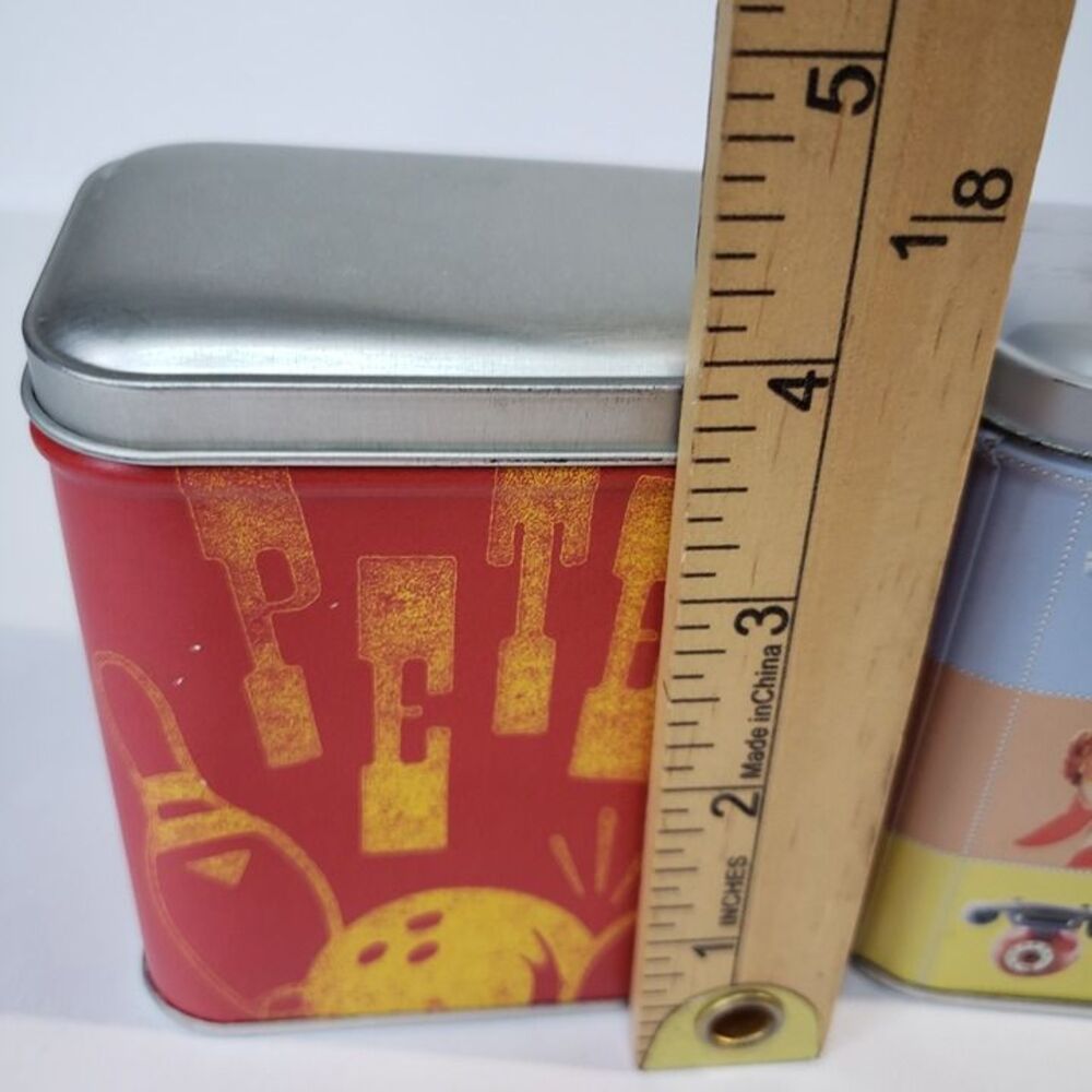 Lot of 2 Vintage Fossil Watch Tin Boxes Only Retro Art & Pete's Bowling NO WATCH - Picture 3 of 8
